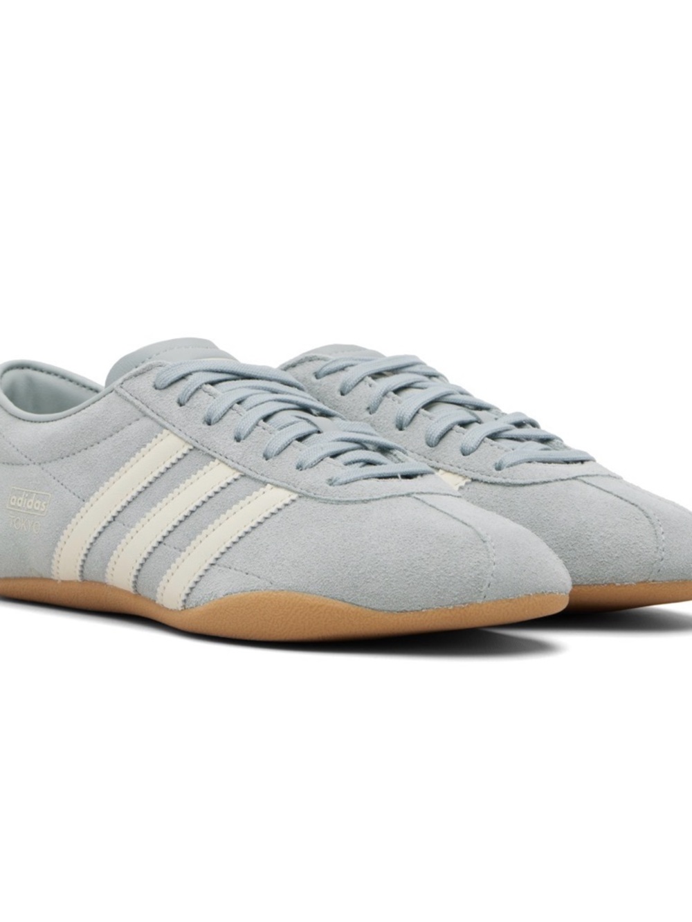 adidas Tokyo Light Blue Suede Low-Profile Sneakers with Cream Stripes